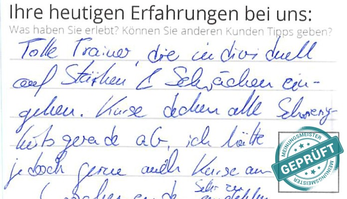 Digitalisierter Text des Meinungsmeister Bewertungsbogens