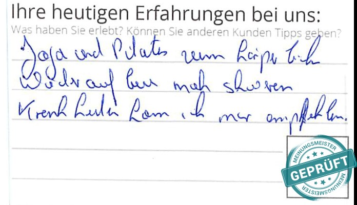 Digitalisierter Text des Meinungsmeister Bewertungsbogens