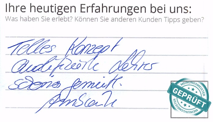 Digitalisierter Text des Meinungsmeister Bewertungsbogens