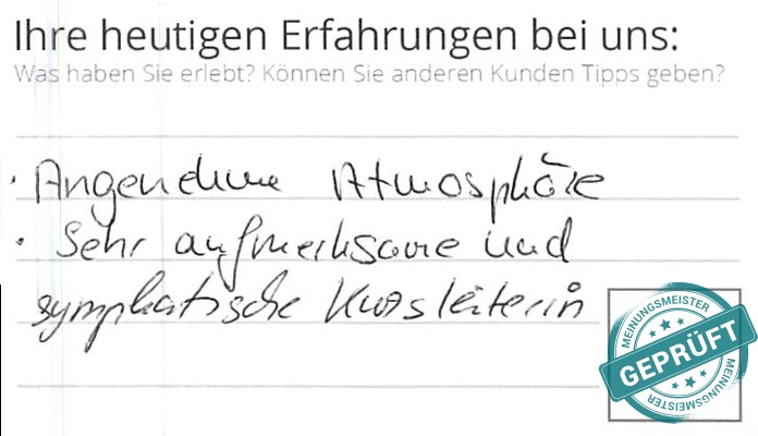 Digitalisierter Text des Meinungsmeister Bewertungsbogens