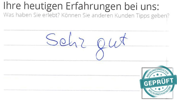 Digitalisierter Text des Meinungsmeister Bewertungsbogens