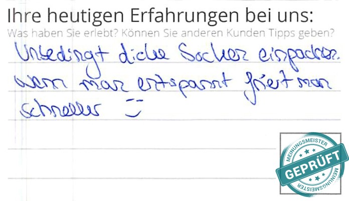 Digitalisierter Text des Meinungsmeister Bewertungsbogens