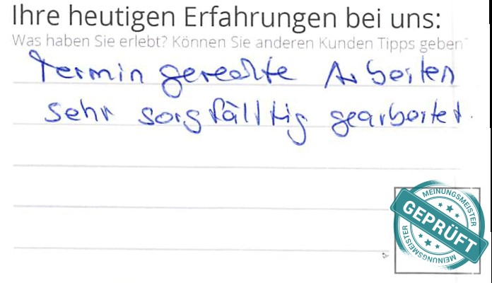 Digitalisierter Text des Meinungsmeister Bewertungsbogens