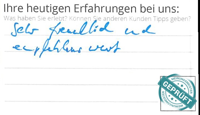 Digitalisierter Text des Meinungsmeister Bewertungsbogens