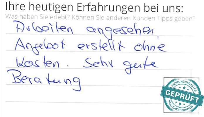 Digitalisierter Text des Meinungsmeister Bewertungsbogens