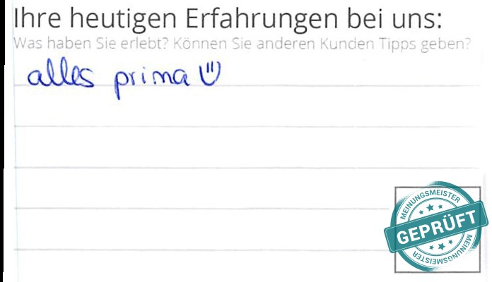Digitalisierter Text des Meinungsmeister Bewertungsbogens