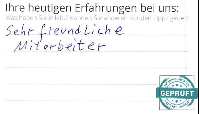 Digitalisierter Text des Meinungsmeister Bewertungsbogens