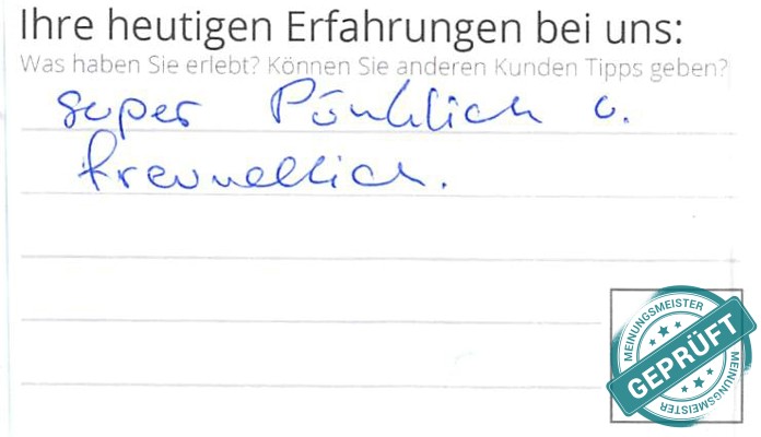 Digitalisierter Text des Meinungsmeister Bewertungsbogens