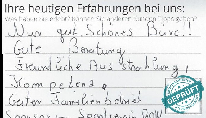 Digitalisierter Text des Meinungsmeister Bewertungsbogens