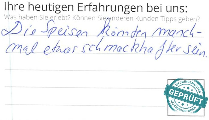 Digitalisierter Text des Meinungsmeister Bewertungsbogens