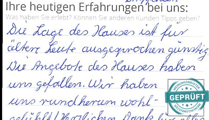 Digitalisierter Text des Meinungsmeister Bewertungsbogens