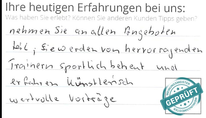 Digitalisierter Text des Meinungsmeister Bewertungsbogens