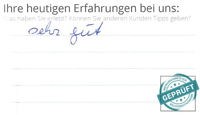 Digitalisierter Text des Meinungsmeister Bewertungsbogens