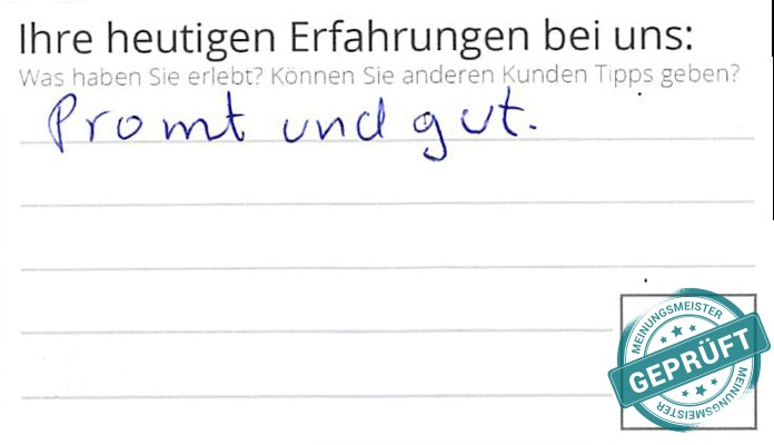 Digitalisierter Text des Meinungsmeister Bewertungsbogens