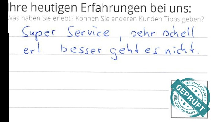 Digitalisierter Text des Meinungsmeister Bewertungsbogens