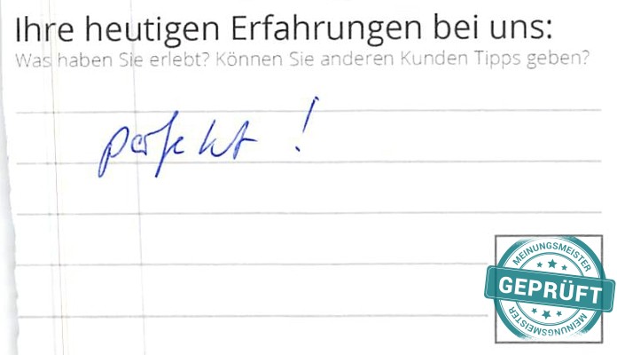 Digitalisierter Text des Meinungsmeister Bewertungsbogens