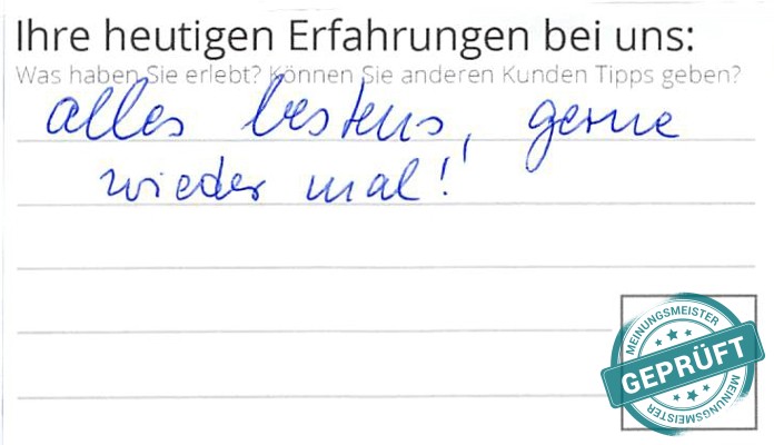 Digitalisierter Text des Meinungsmeister Bewertungsbogens
