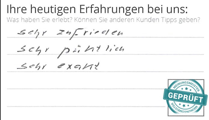 Digitalisierter Text des Meinungsmeister Bewertungsbogens