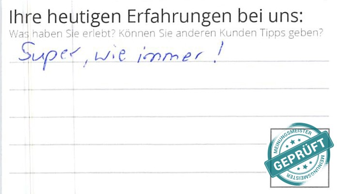 Digitalisierter Text des Meinungsmeister Bewertungsbogens