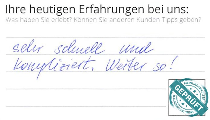 Digitalisierter Text des Meinungsmeister Bewertungsbogens