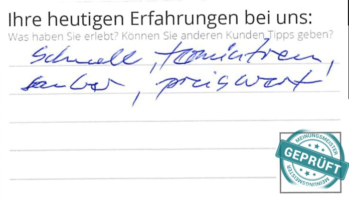 Digitalisierter Text des Meinungsmeister Bewertungsbogens