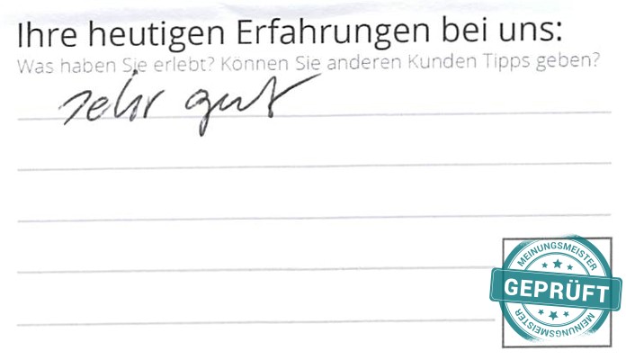 Digitalisierter Text des Meinungsmeister Bewertungsbogens