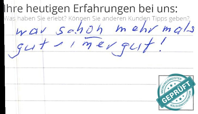 Digitalisierter Text des Meinungsmeister Bewertungsbogens