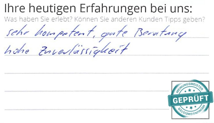 Digitalisierter Text des Meinungsmeister Bewertungsbogens