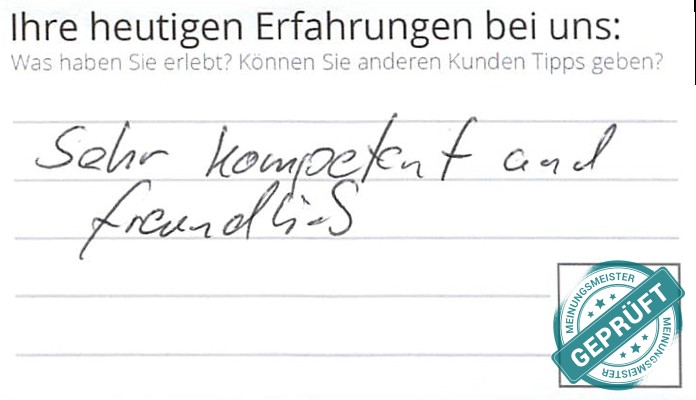 Digitalisierter Text des Meinungsmeister Bewertungsbogens