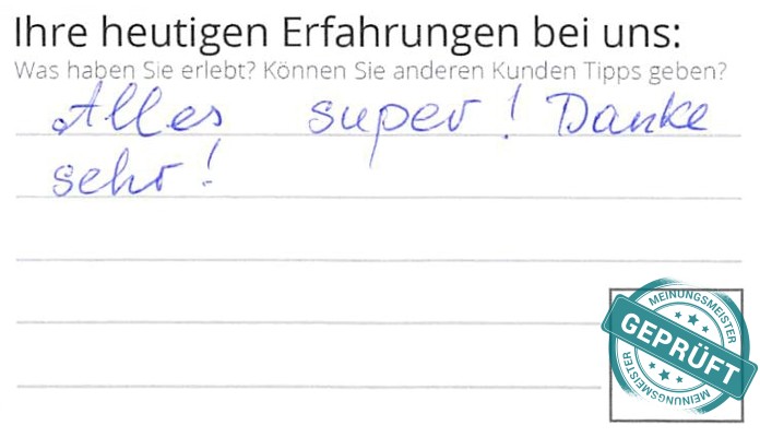 Digitalisierter Text des Meinungsmeister Bewertungsbogens