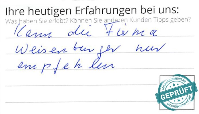 Digitalisierter Text des Meinungsmeister Bewertungsbogens