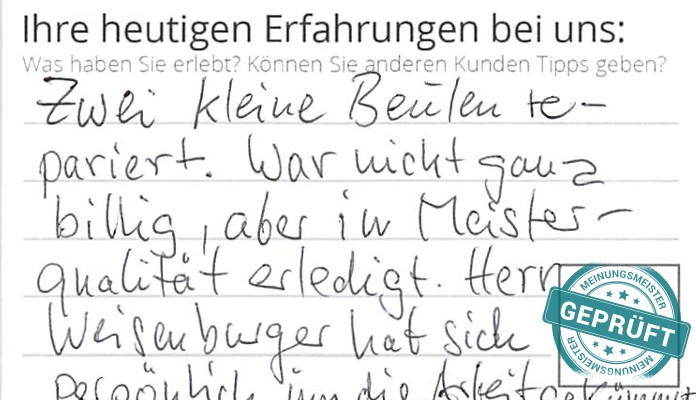 Digitalisierter Text des Meinungsmeister Bewertungsbogens