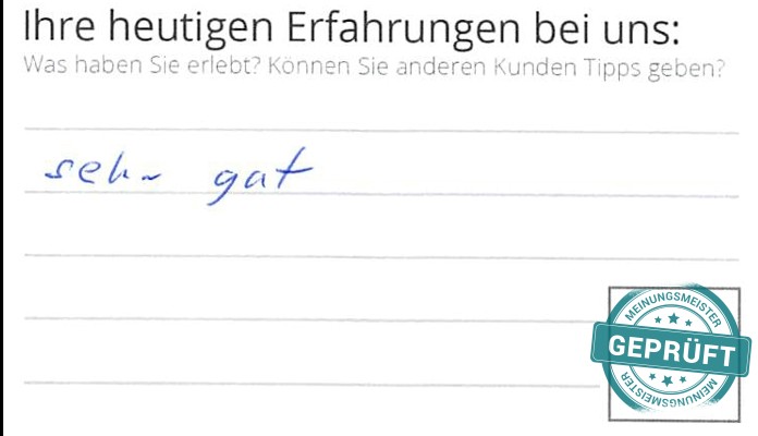 Digitalisierter Text des Meinungsmeister Bewertungsbogens