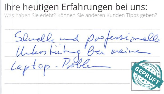 Digitalisierter Text des Meinungsmeister Bewertungsbogens