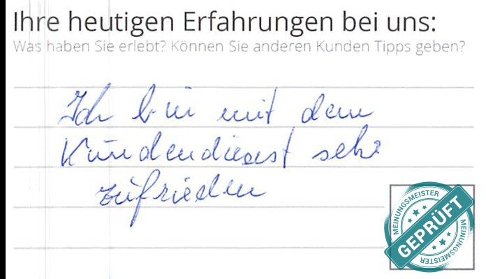 Digitalisierter Text des Meinungsmeister Bewertungsbogens