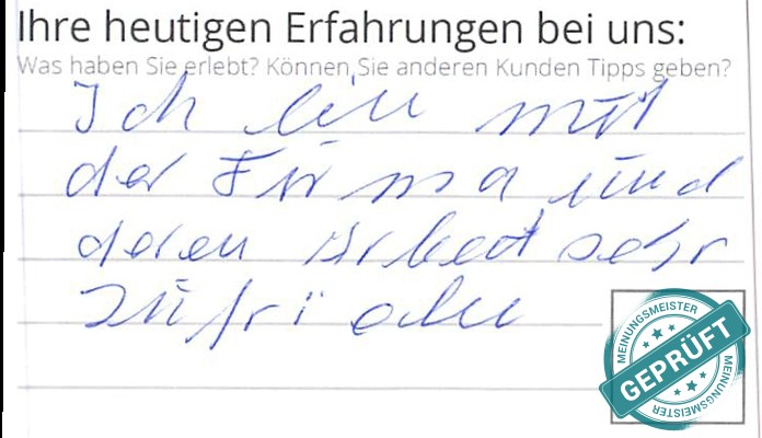 Digitalisierter Text des Meinungsmeister Bewertungsbogens