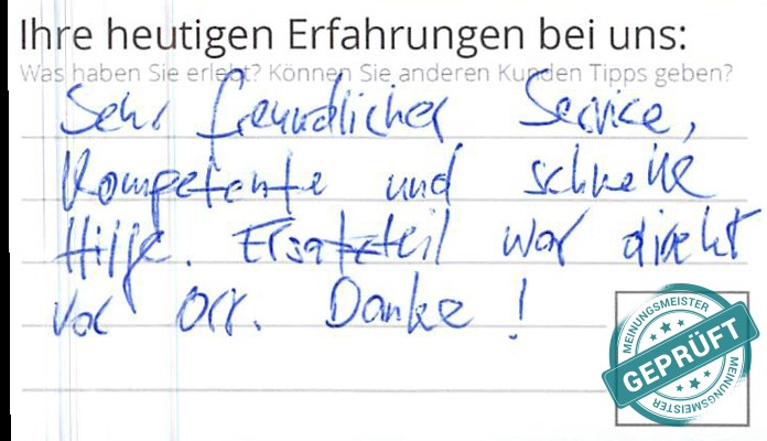 Digitalisierter Text des Meinungsmeister Bewertungsbogens