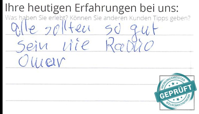 Digitalisierter Text des Meinungsmeister Bewertungsbogens