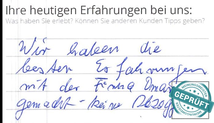 Digitalisierter Text des Meinungsmeister Bewertungsbogens