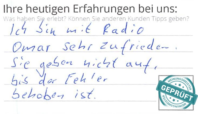 Digitalisierter Text des Meinungsmeister Bewertungsbogens