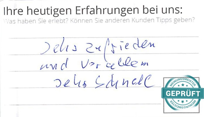 Digitalisierter Text des Meinungsmeister Bewertungsbogens