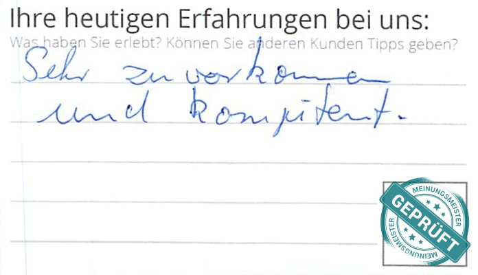 Digitalisierter Text des Meinungsmeister Bewertungsbogens