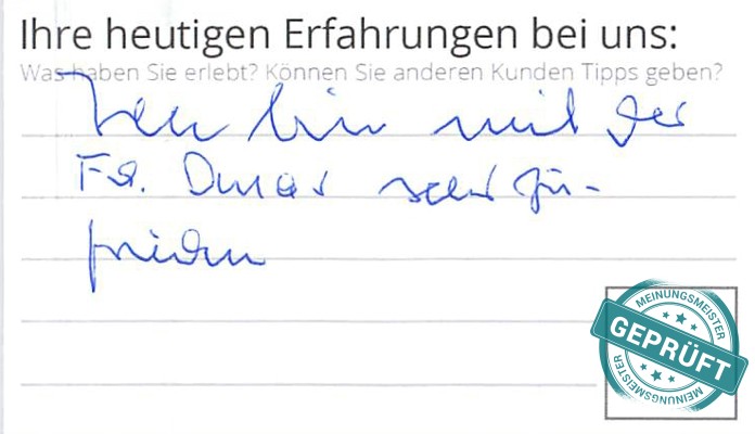 Digitalisierter Text des Meinungsmeister Bewertungsbogens