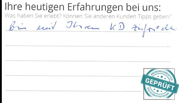 Digitalisierter Text des Meinungsmeister Bewertungsbogens