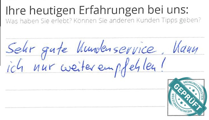 Digitalisierter Text des Meinungsmeister Bewertungsbogens