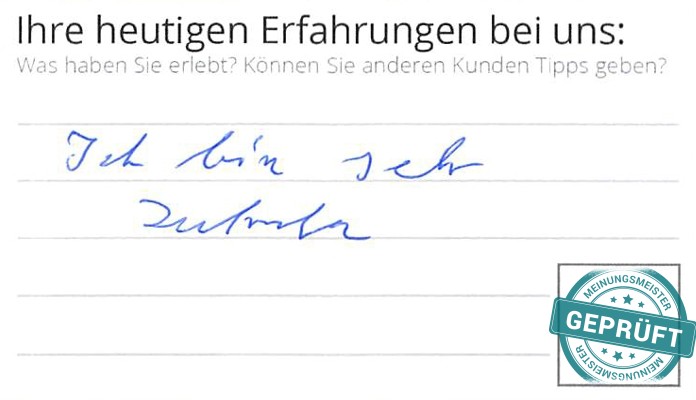 Digitalisierter Text des Meinungsmeister Bewertungsbogens