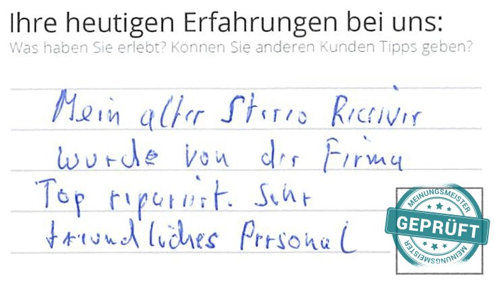 Digitalisierter Text des Meinungsmeister Bewertungsbogens