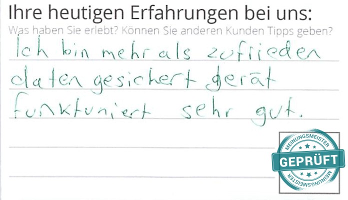 Digitalisierter Text des Meinungsmeister Bewertungsbogens