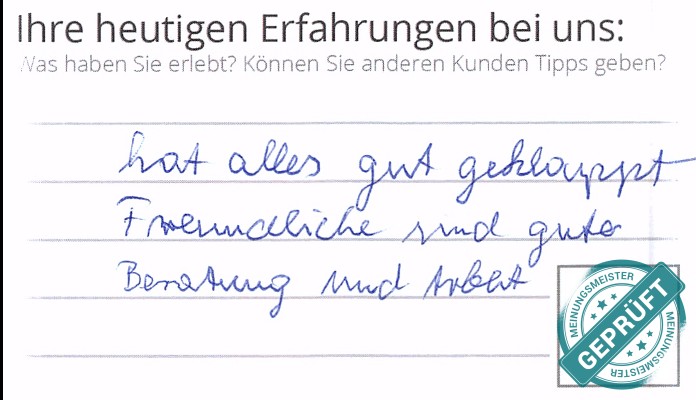 Digitalisierter Text des Meinungsmeister Bewertungsbogens