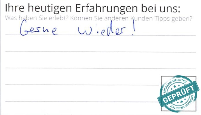 Digitalisierter Text des Meinungsmeister Bewertungsbogens
